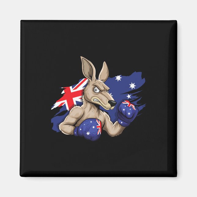 Íman Kangaroo Boxer Boxer Australian Flag Love Austral (Frente)