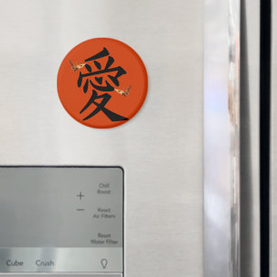 Íman Kanji para o amor com duas borboletas