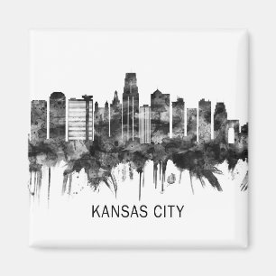 Íman Kansas City Missouri Skyline BW
