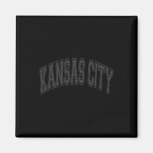 Íman Kansas City Texto Arqueado Preto Com Impressão Pre