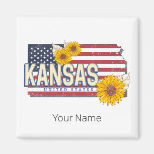 Íman Kansas EUA - Retro State Map Vintage EUA