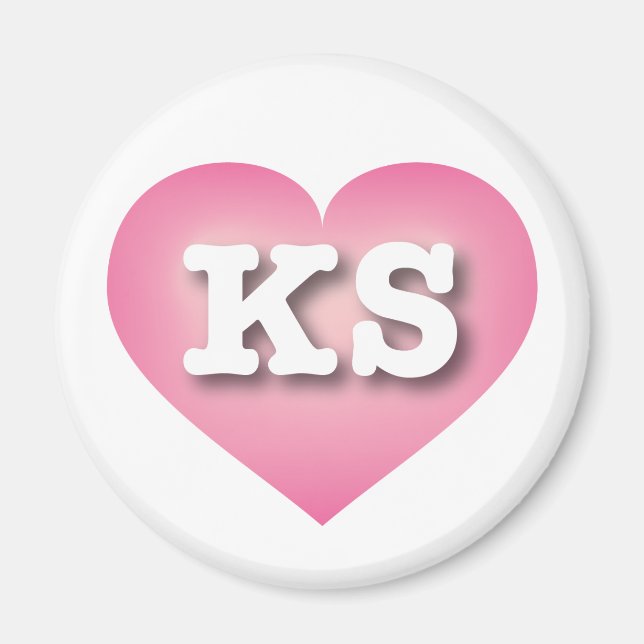Íman Kansas Pink Fade Heart - Eu amo KS (Frente)