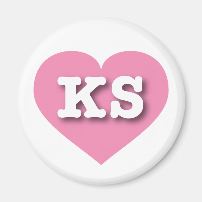 Íman Kansas Pink Heart - Eu amo KS (Frente)