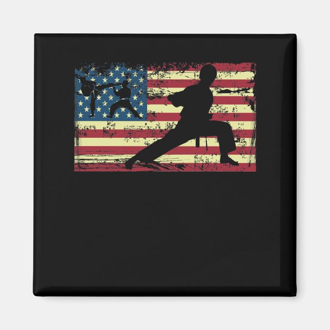Íman Karate American Flag Artes Marciais (Frente)