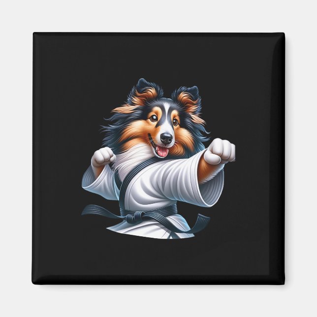 Íman Karate Shetland Sheepdog Amantes de os animais de  (Frente)
