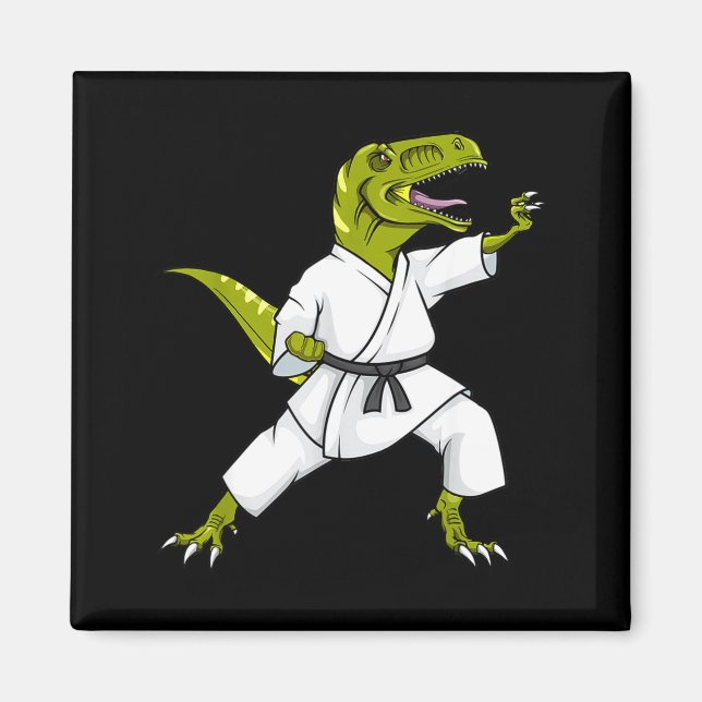 Íman Karatesaurus T-rex Dinossauro Engraçado Karatê Sam (Frente)
