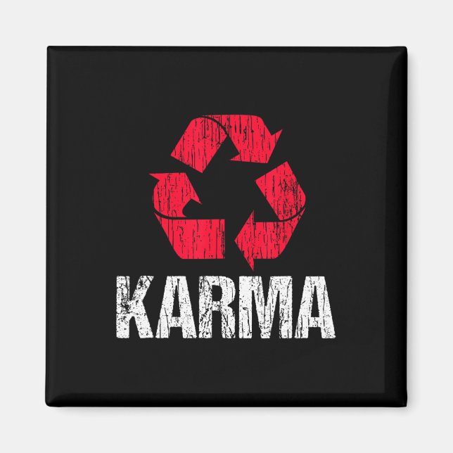 Íman Karma Earth Day Reciclagem com símbolo de Reciclag (Frente)