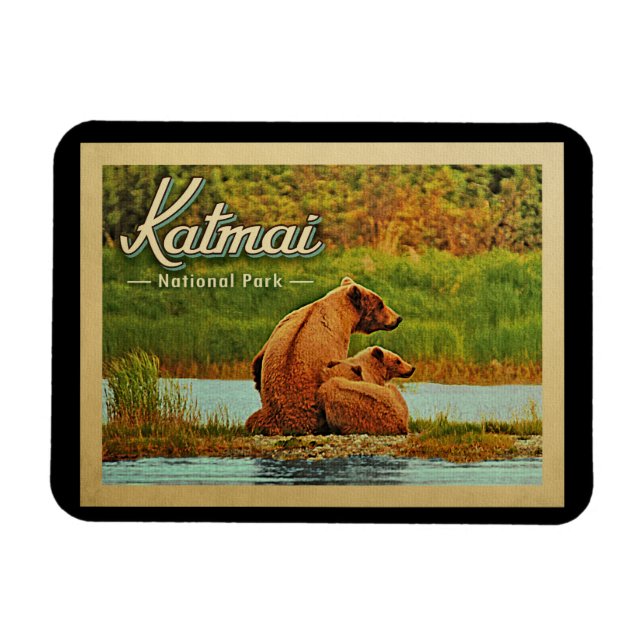 Íman Katmai National Park Bears Vintage (Horizontal)