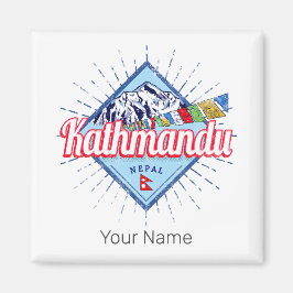 Íman Katmandu Montanhas Nepal Retro Flagres Souvenir