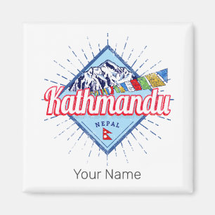 Íman Katmandu Montanhas Nepal Retro Flagres Souvenir