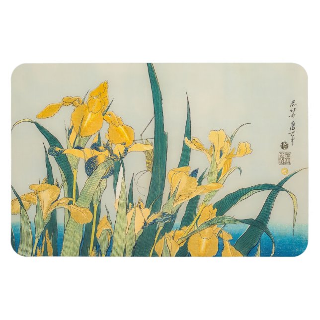 Íman Katsushika Hokusai - Gafanhoto e Iris (Horizontal)