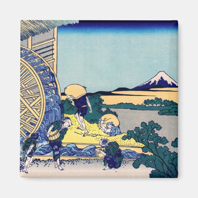 Íman Katsushika Hokusai - Moinho d’água em Onden (Frente)
