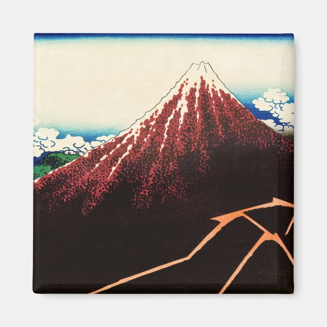 Íman Katsushika Hokusai - Relâmpagos abaixo do cume (Frente)