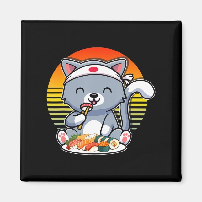 Íman Kawaii Anime Cat Otaku Japonês Sushi Gift Girls K (Frente)