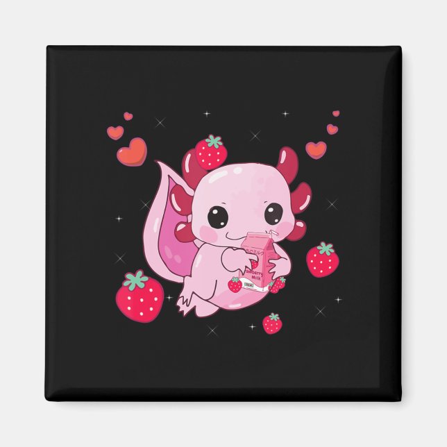 Íman Kawaii Axolotl Strawberry Milk Shake Anime Gift Gi (Frente)