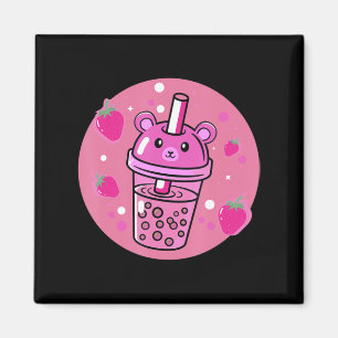 Íman Kawaii Boba Cup Strawberry Anime Bubble Tea Cute