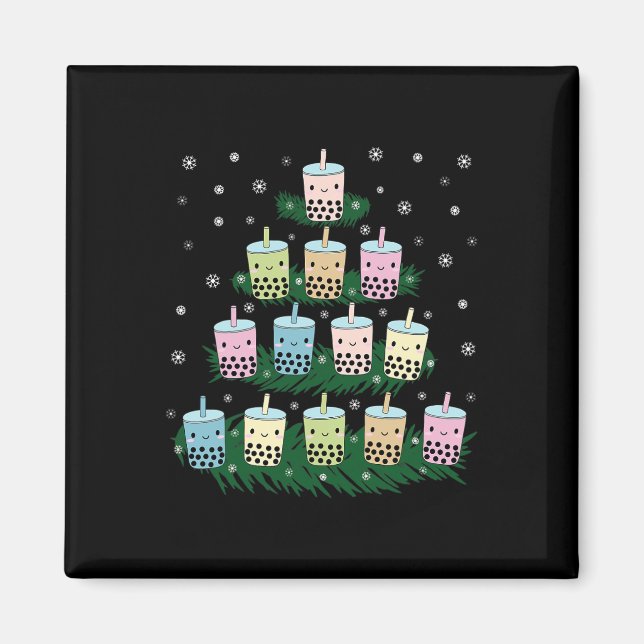 Íman Kawaii Bubble Milk Tea Bo Tea Árvore de Natal (Frente)