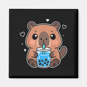 Íman Kawaii Capybara Boba Bebe Boné de Animação Japonês