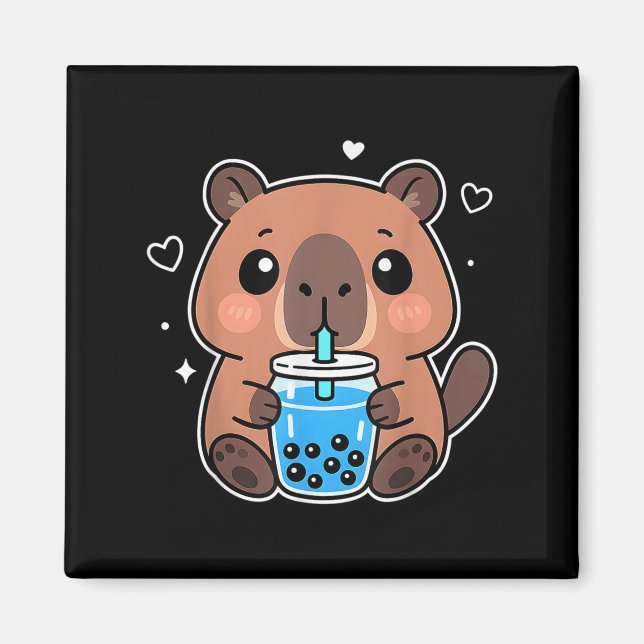 Íman Kawaii Capybara Boba Bebe Boné de Animação Japonês (Frente)