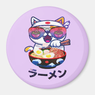 Íman Kawaii Cat Eating Ramen - Bonitos Noodles Japonese