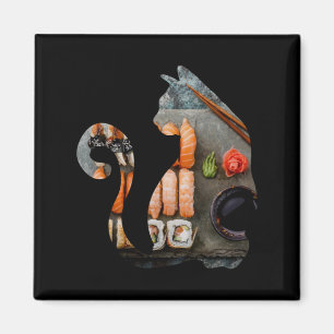 Íman Kawaii Cat Eating Ramen Noodles Japonês Comida Ani