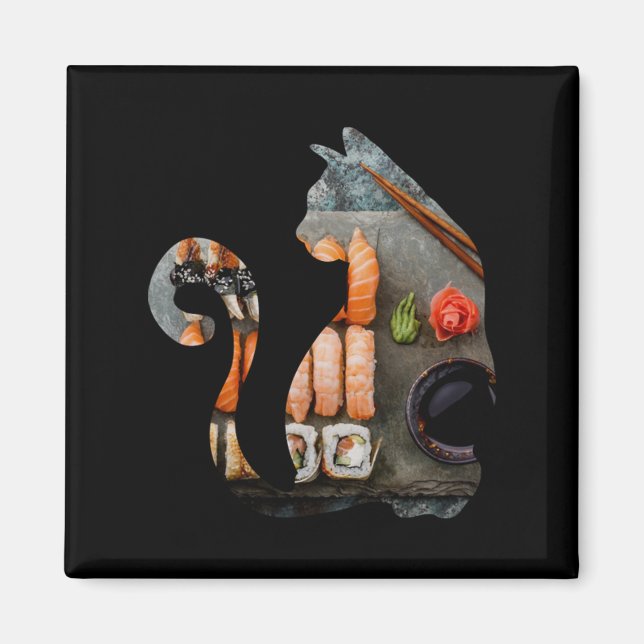 Íman Kawaii Cat Eating Ramen Noodles Japonês Comida Ani (Frente)