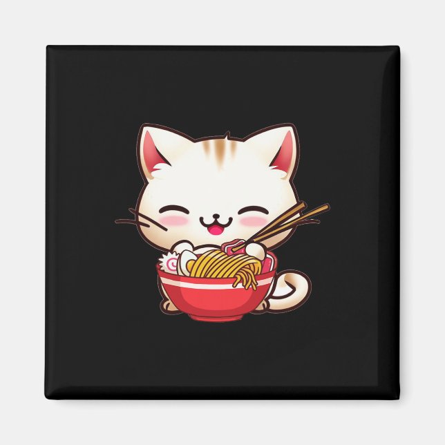 Íman Kawaii Cat Ramen Adora Comida Japonesa Engraçada A (Frente)