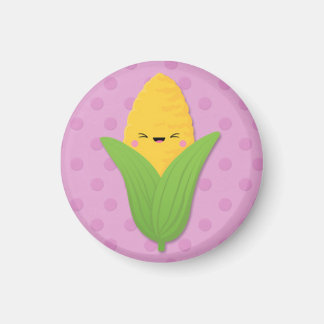 Íman Kawaii Corn no Cob em Bolinhas Roxas