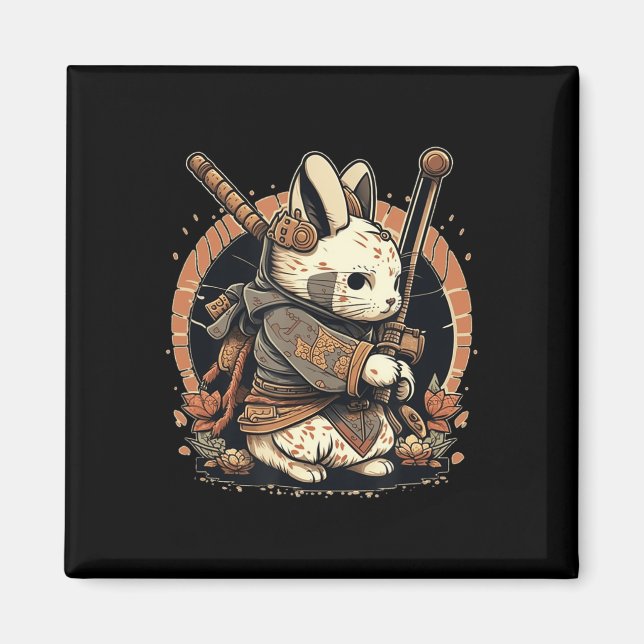 Íman Kawaii - Estilo Japonês Samurai Bunny Anime (Frente)