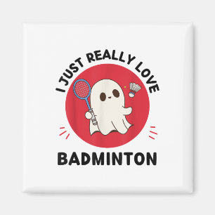 Íman Kawaii Ghost Badminton Lover Eu Adoro Ba