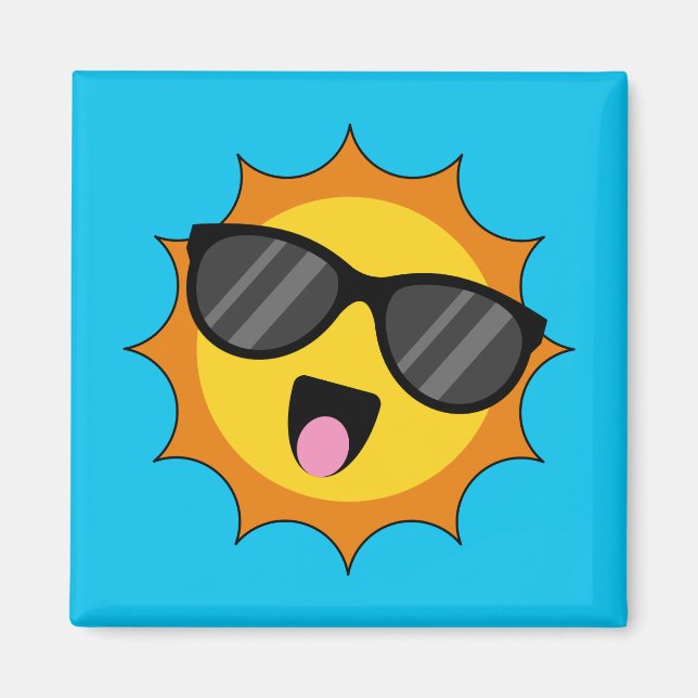 Íman Kawaii Happy Sun com óculos escuros (Frente)
