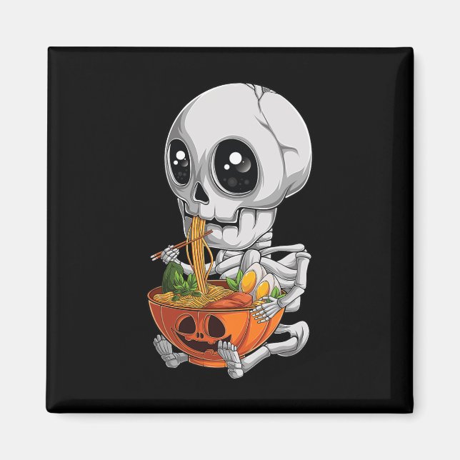 Íman Kawaii Japonês Anime Skeleton Halloween Ramen Foo (Frente)