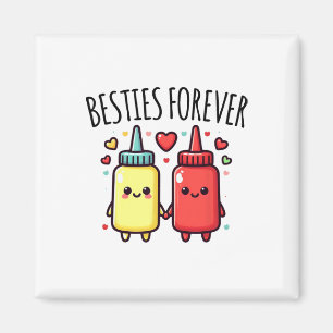 Íman Kawaii Ketchup E Mostarda Funny Bff Correspondendo