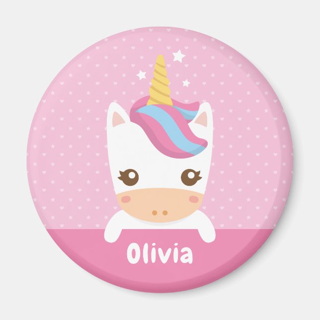 Íman Kawaii Little Unicorn Girls Personalizadas Magnet (Frente)