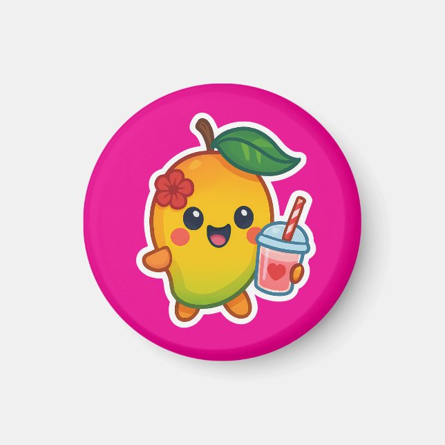 Íman Kawaii Mango - Fruta doce com Heart Smoothi (Frente)