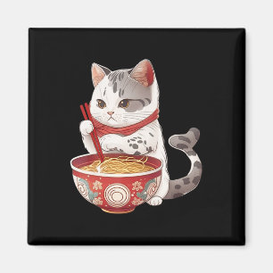 Íman Kawaii NeKo Cat Comendo Ramen Noodles Comida Japon