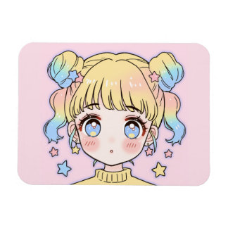 Íman Kawaii Pastel Star Girl Portrait