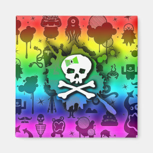 Íman Kawaii Rainbow Skull