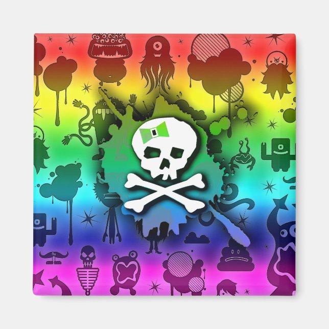 Íman Kawaii Rainbow Skull (Frente)