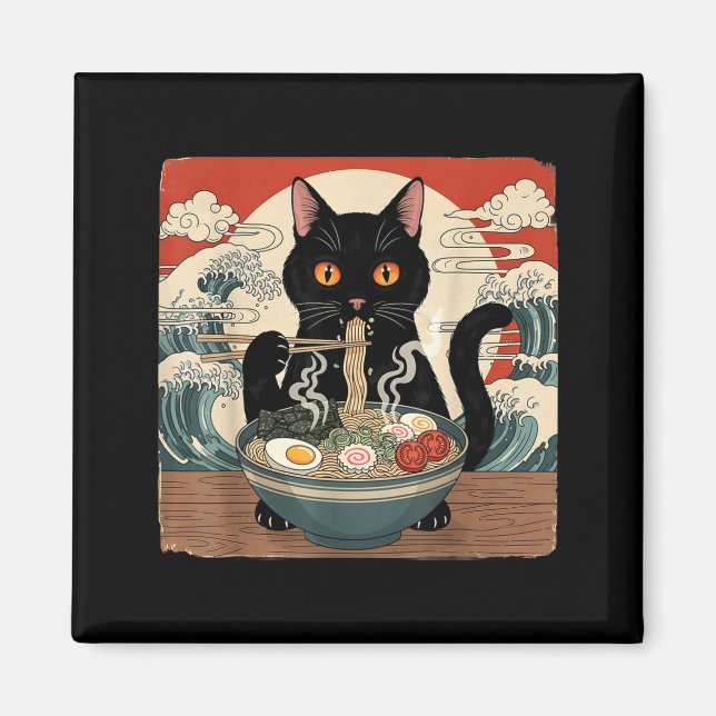 Íman Kawaii Ramen Cat Anime Japanese Noodles Food Wave  (Frente)