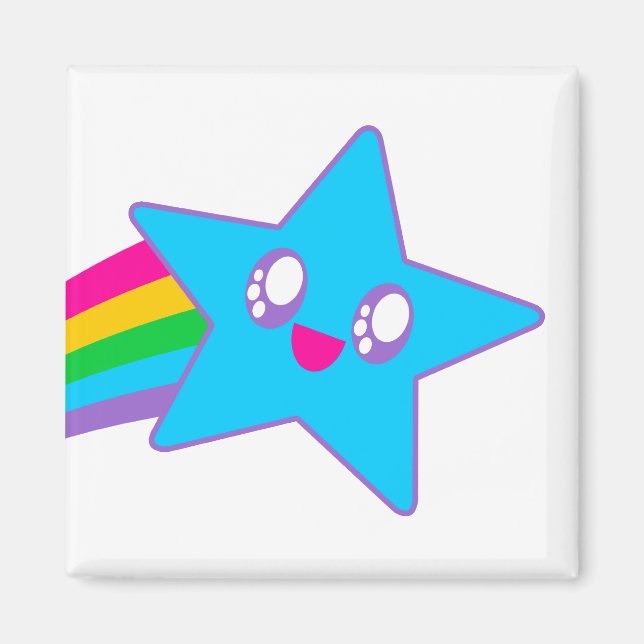 Íman Kawaii Rave Neon Estrela Arco-íris (Frente)