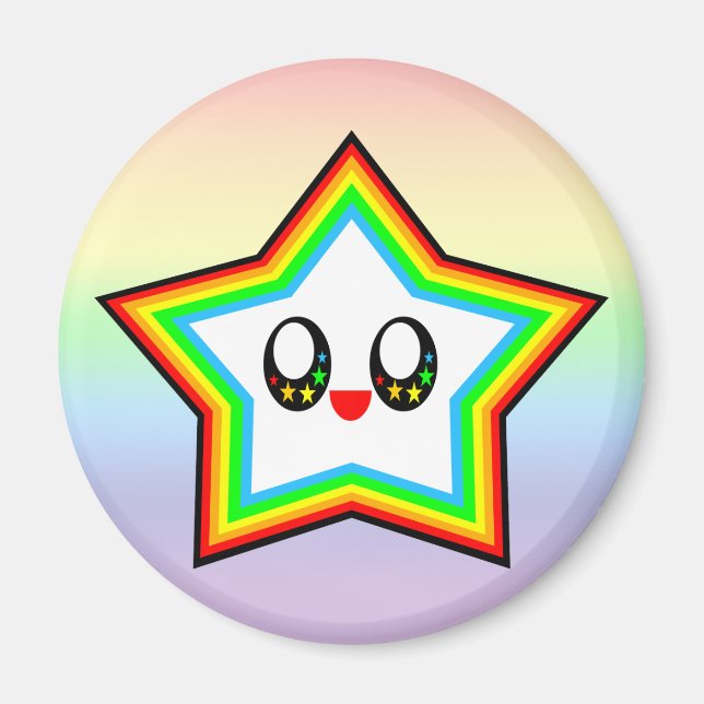 ÍMAN KAWAII STAR RAINBOW FELIZ ROSTO SORTE (Frente)
