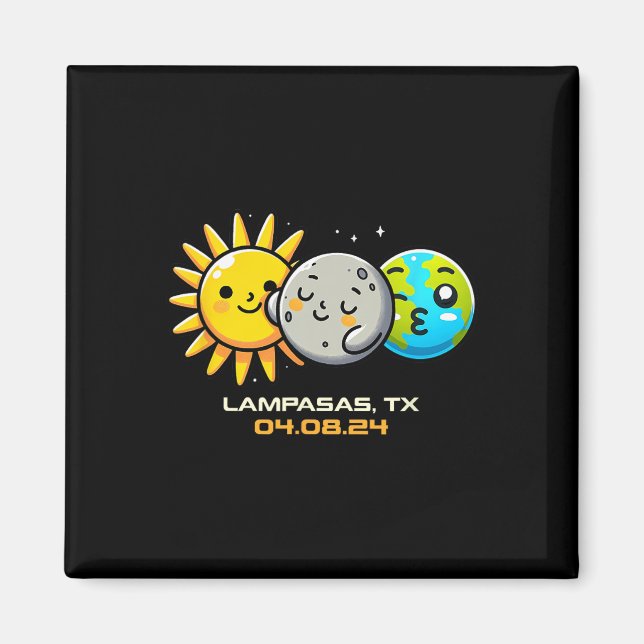 Íman Kawaii Total Solar Eclipse Lampasas Texas (Frente)