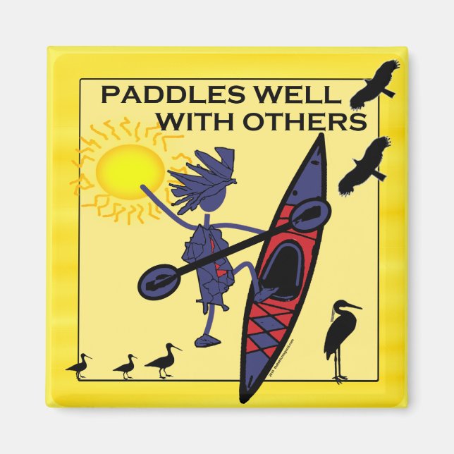 Íman Kayak Paddles Bem em Amarelo (Frente)