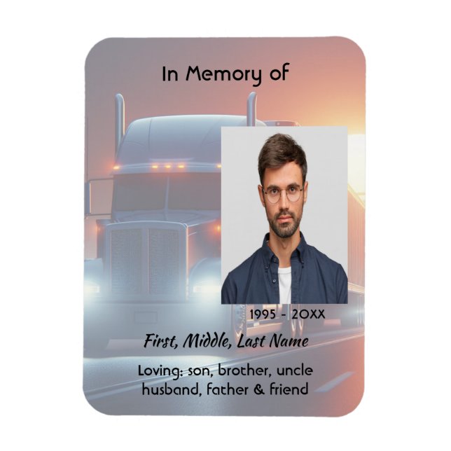 Íman Keepsake Memorial Semi-Truck Tractor-trailer  (Vertical)