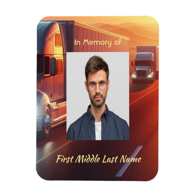 Íman Keepsake Memorial  SemiTruck Tractor-trailer  (Vertical)