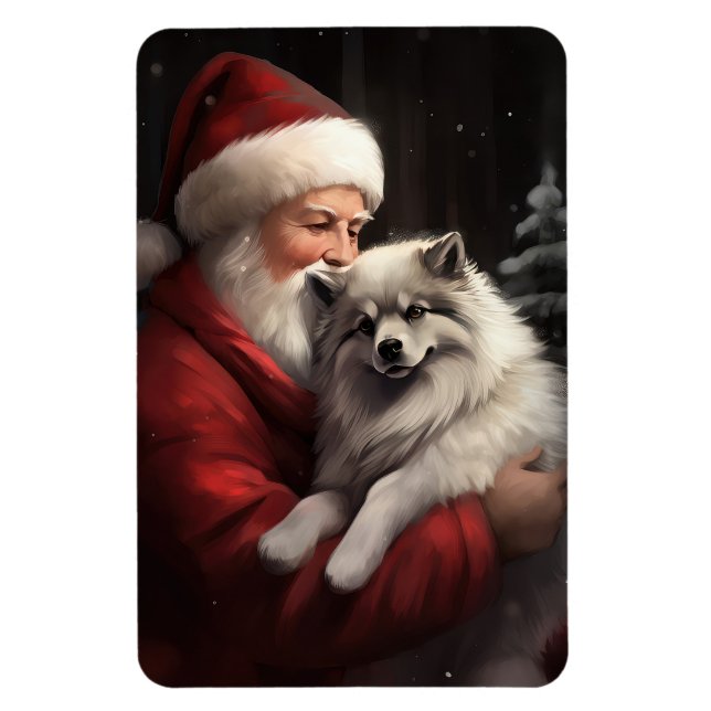 Íman Keeshond Com O Papai Noel Natal Festivo (Vertical)