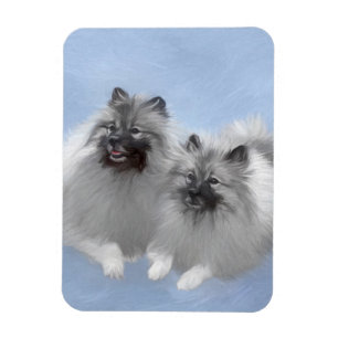 Íman Keeshond Pair de Kees pintando Arte Animal Origina