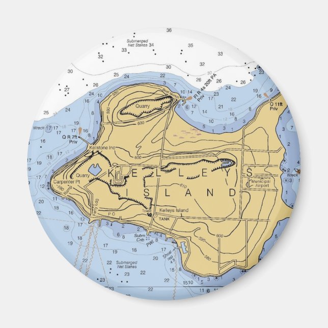 Íman Kelly Island, OH náutico Chart (Frente)