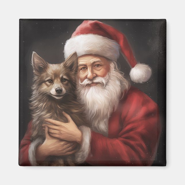 Íman Kelpie australiano com Papai Noel no Natal (Frente)